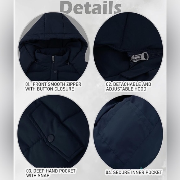 NWT GGleaf Women's Winter Puffer Coat Removable Hood Color Black Size M - Picture 6 of 8